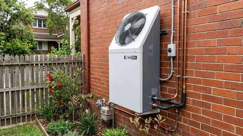 Heat pump hot water system installed outdoors at a Sydney Eastern Suburbs home